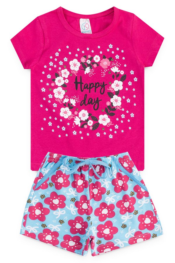 conjunto infantil feminino happy day pink