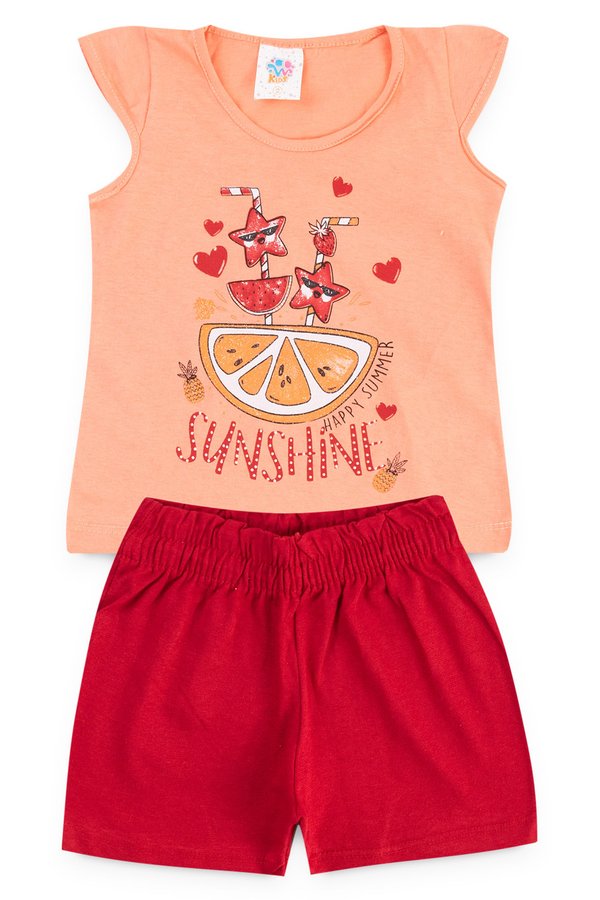 conjunto infantil feminino sunshine salmao