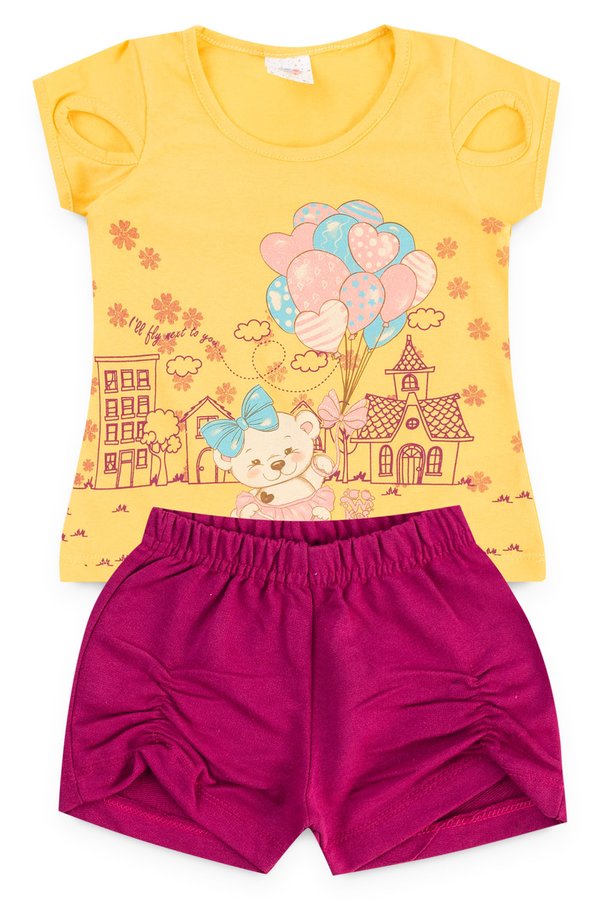 conjunto infantil feminino baloes amarela