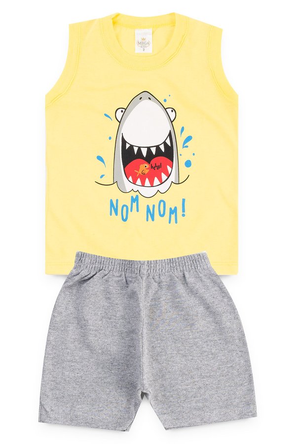 conjunto infantil masculino tubarao amarelo mega kids