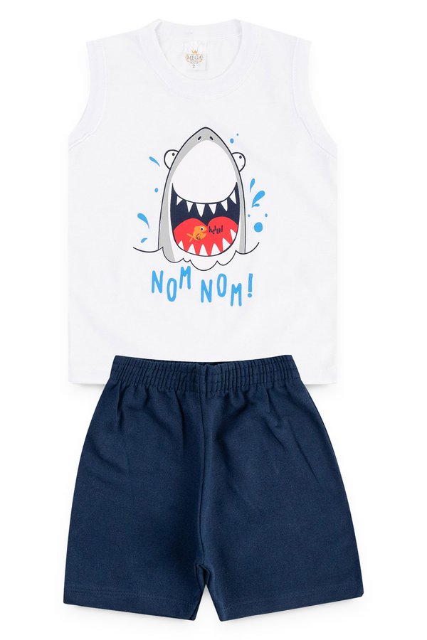 conjunto infantil masculino tubarao branco mega kids