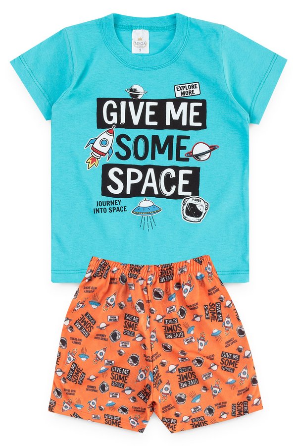 conjunto infantil masculino space azul mega kids