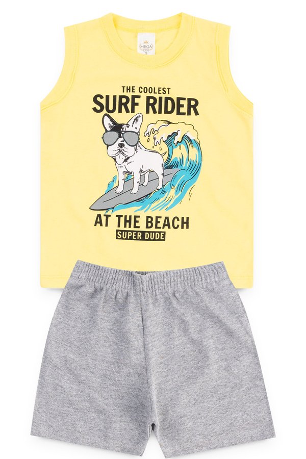 conjunto infantil masculino dog amarelo mega kids