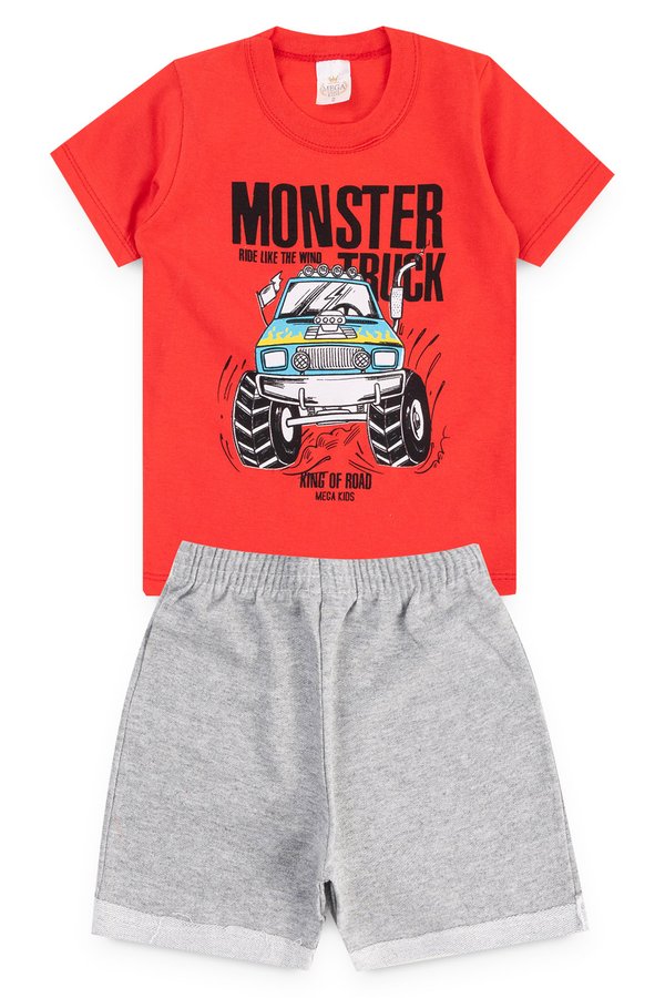 conjunto infantil masculino vermelho mega kids