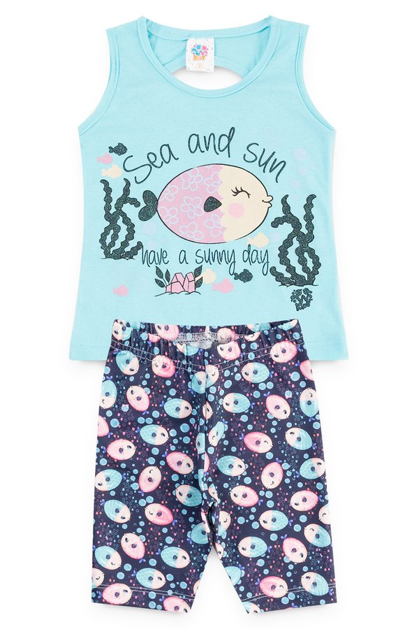 conjunto infantil feminino peixe azul