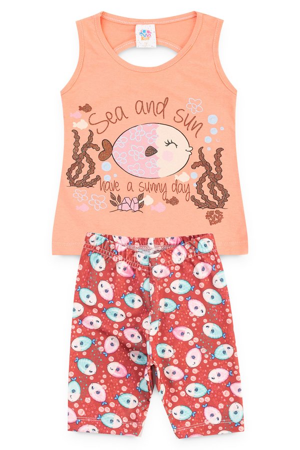 conjunto infantil feminino peixe salmao