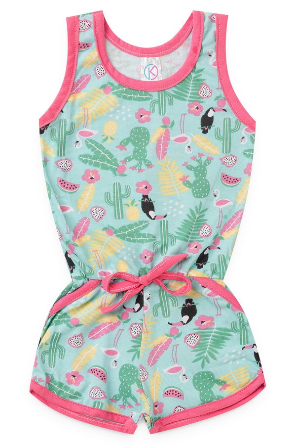 macaquinho infantil feminino tropical verde