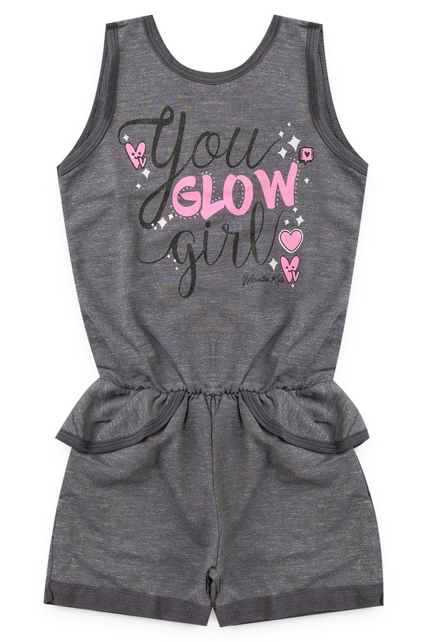 macaquinho infantil feminino glow chumbo