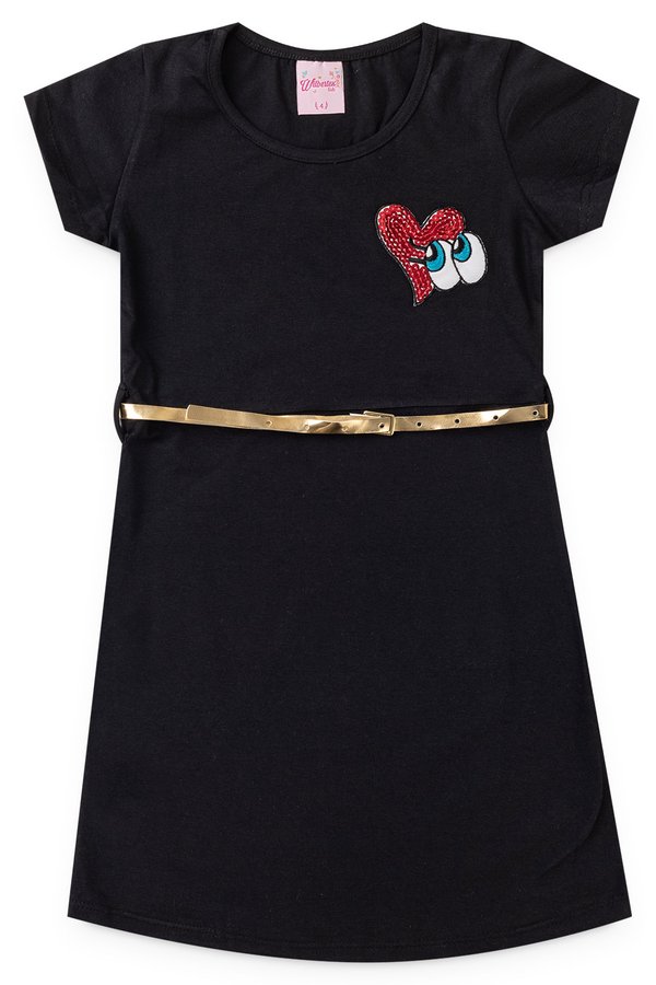 vestido infantil feminino coracao com olhos preto