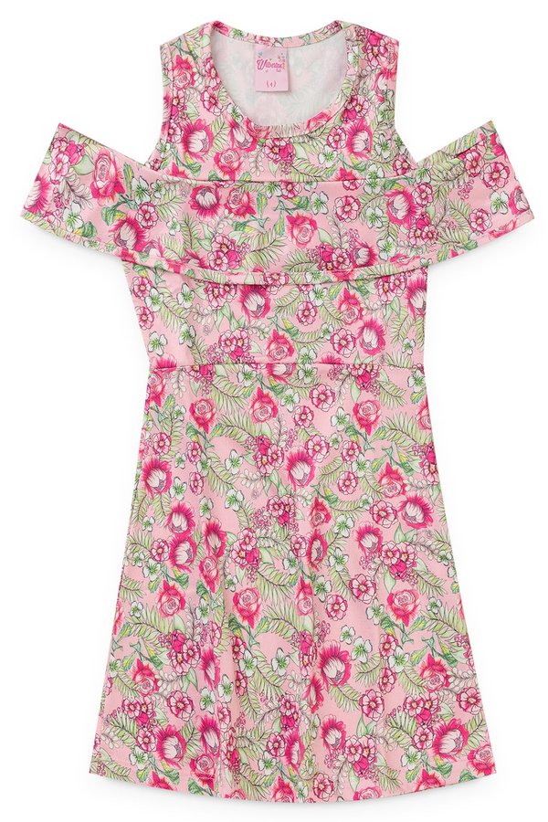 vestido infantil feminino floral rosa