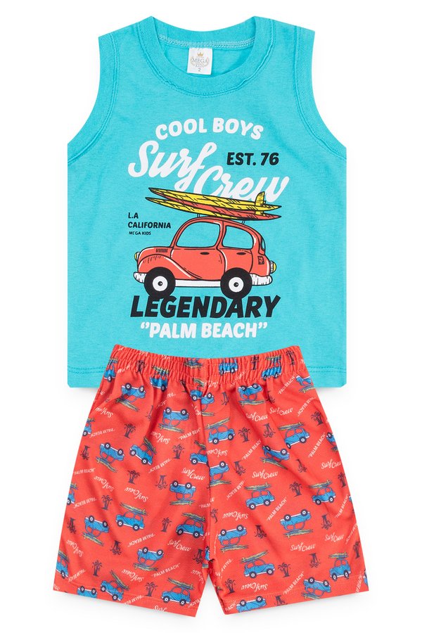 conjunto infantil masculino beach azul mega kids