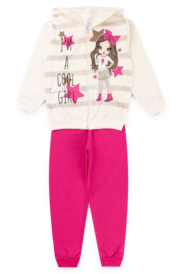 conjunto infantil feminino moletom peluciado girl off white