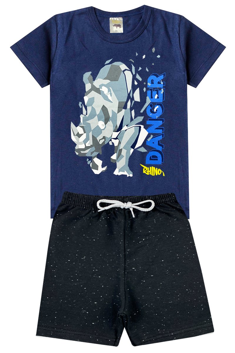 Conjunto Infantil Verão Masculino Danger Rhino - Marinho